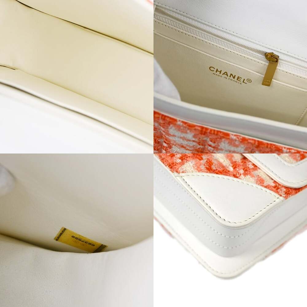 Chanel Quilted Tweed Vintage Chocolate Bar CC Flap Bag Orange - Picture 3 of 5